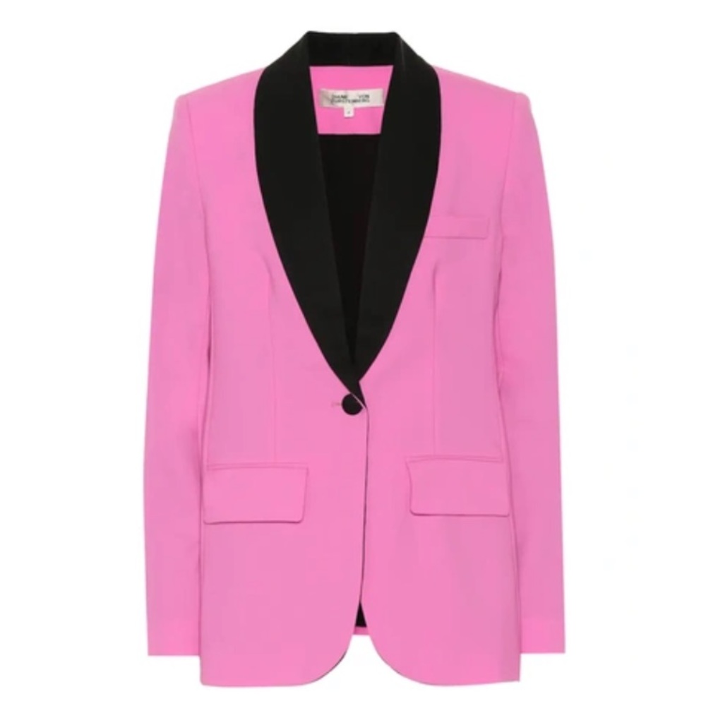 Diane von furstenberg Tommy crepe two tone blazer/jacket pink & black 0
